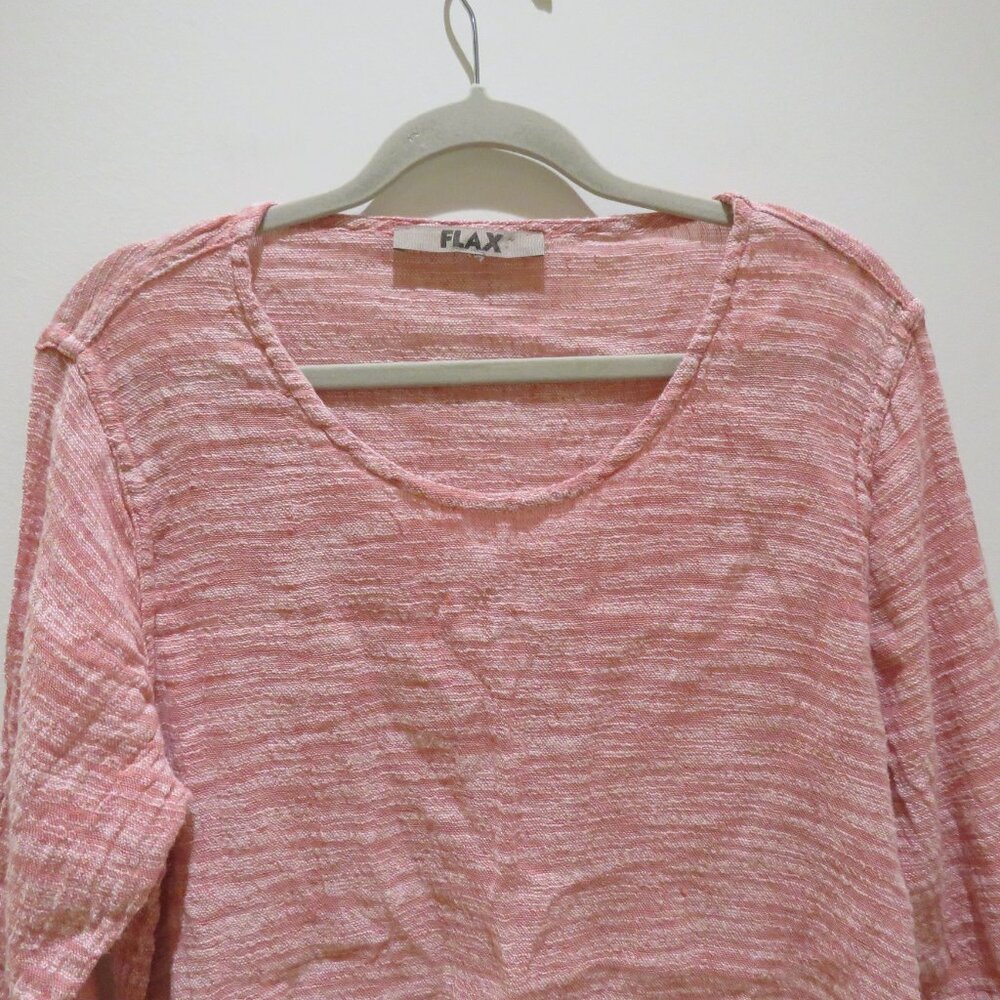 FLAX Linen Blend Textured Tunic Top in Light Red Lagenlook Flowy Comfy - Picture 4 of 14